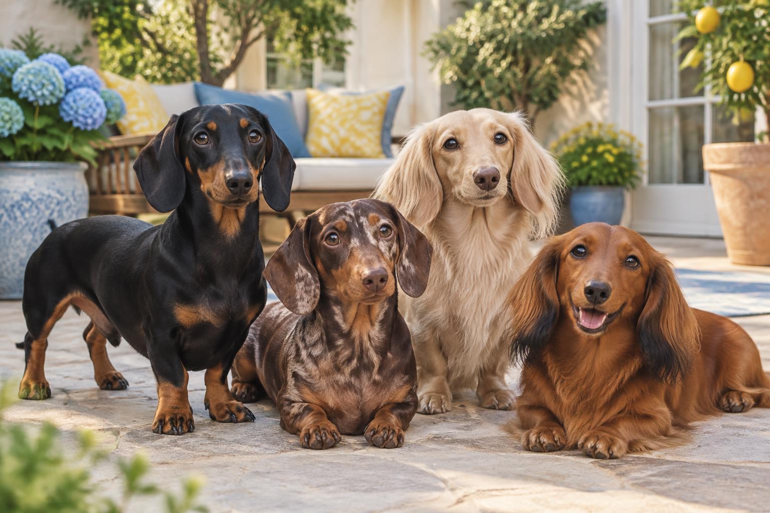 Dachshunds de cores e pelagens variadas