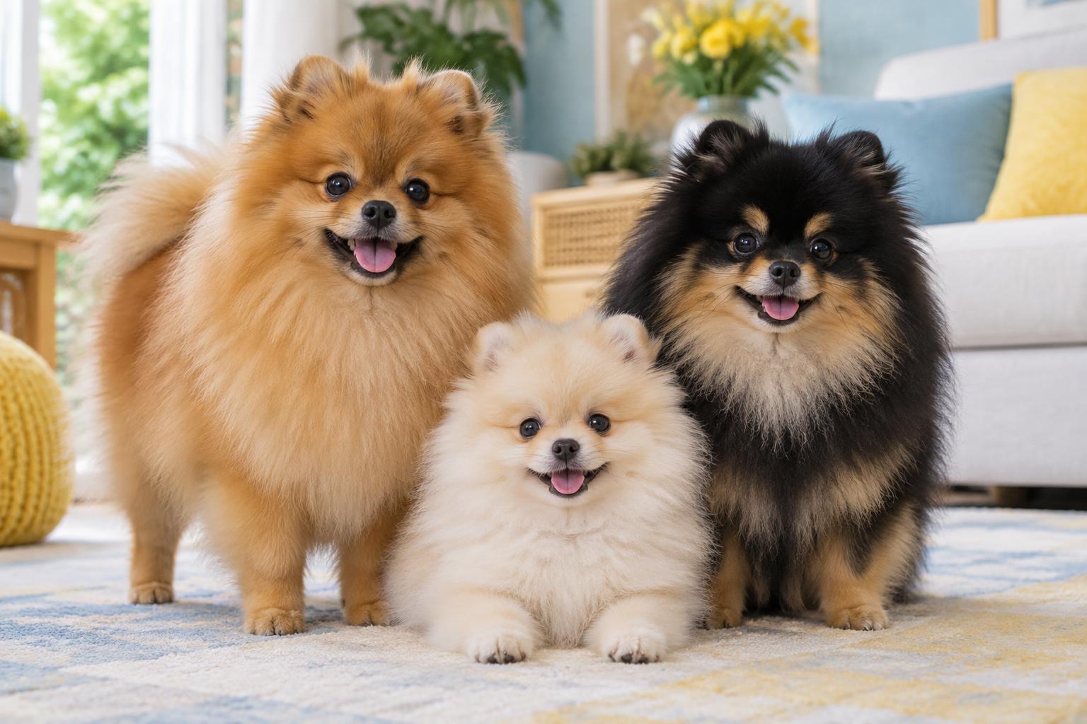 Lulus da Pomerânia de cores variadas